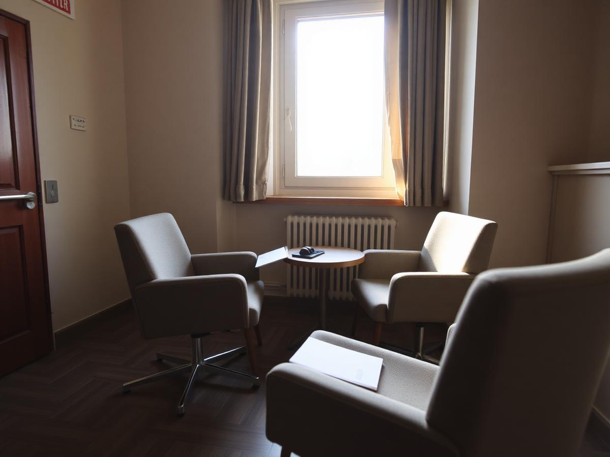 Sala de consulta de psicología con luz natural